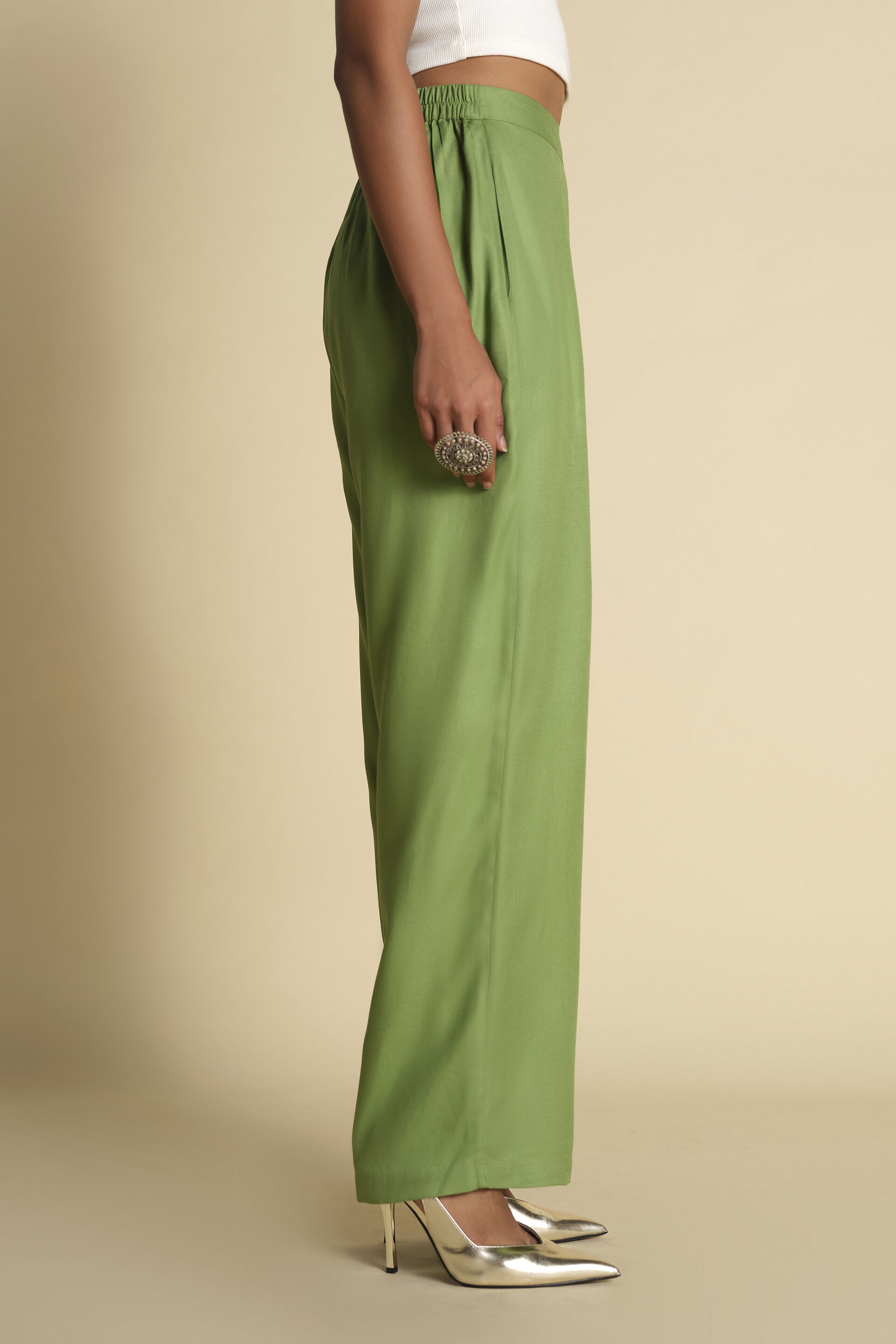 Straight Fit Sage Green Pants, Sage Green, image 3